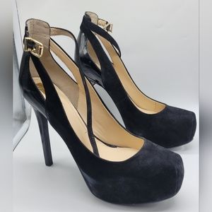 Black Ankle Strap Heels Size 9.5